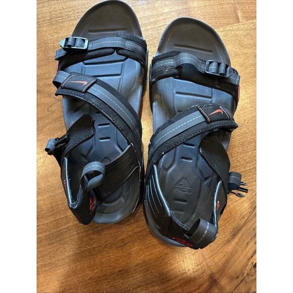 Nike ACG Sport Vintage Sandals Black Red Hiking Walking Running Straprunner 10